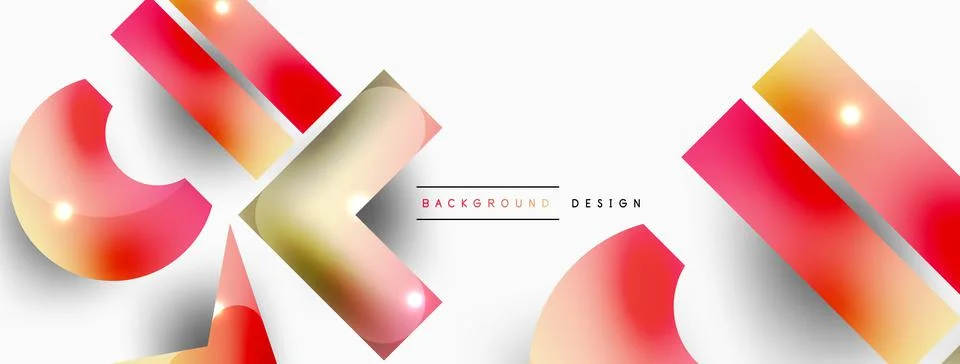 Dynamic composition, shiny geometric shapes abstract background. Trendy techno Stock Illustration