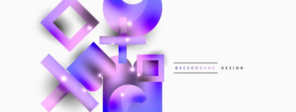 Dynamic composition, shiny geometric shapes abstract background. Trendy techno Stock Illustration