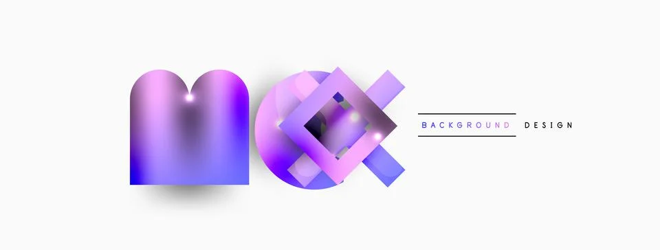 Dynamic composition, shiny geometric shapes abstract background. Trendy techno Stock Illustration