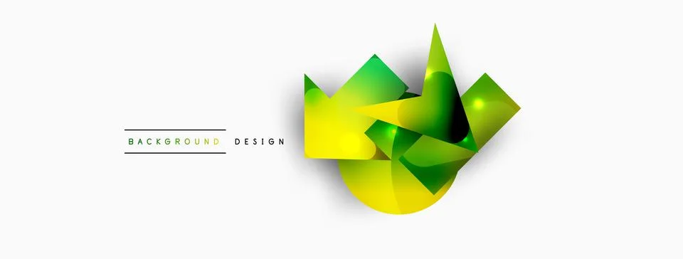 Dynamic composition, shiny geometric shapes abstract background. Trendy techno Stock Illustration