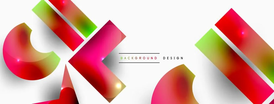 Dynamic composition, shiny geometric shapes abstract background. Trendy techno Stock Illustration