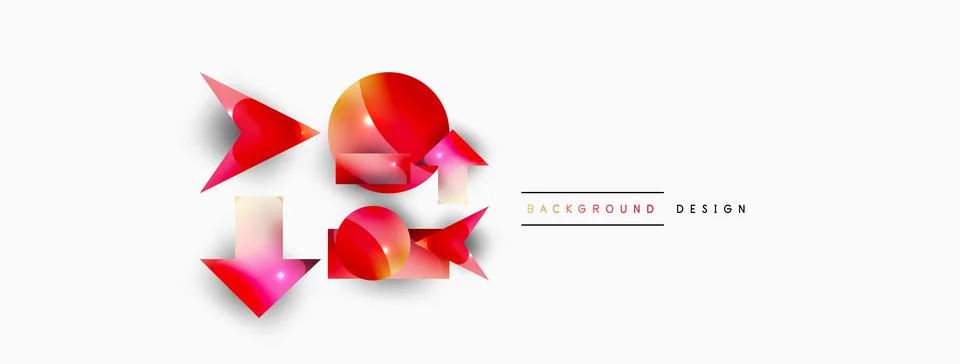 Dynamic composition, shiny geometric shapes abstract background. Trendy techno Stock Illustration