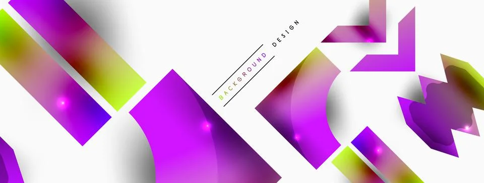 Dynamic composition, shiny geometric shapes abstract background. Trendy techno Stock Illustration