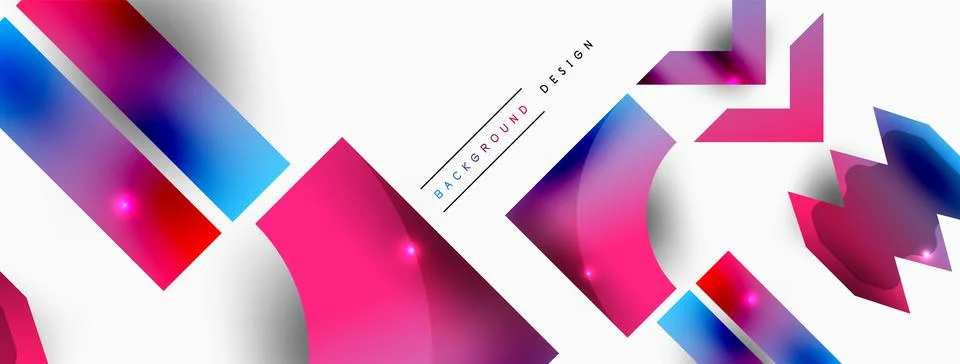 Dynamic composition, shiny geometric shapes abstract background. Trendy techno Stock Illustration