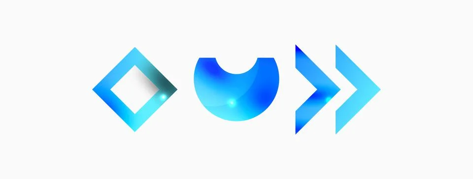 Dynamic composition, shiny geometric shapes abstract background. Trendy techno Stock Illustration