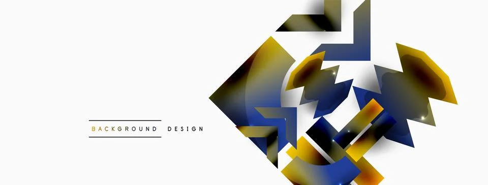 Dynamic composition, shiny geometric shapes abstract background. Trendy techno Stock Illustration