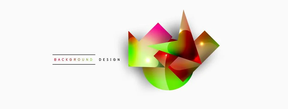 Dynamic composition, shiny geometric shapes abstract background. Trendy techno Stock Illustration
