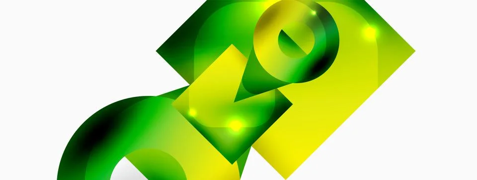 Dynamic composition, shiny geometric shapes abstract background. Trendy techno Stock Illustration