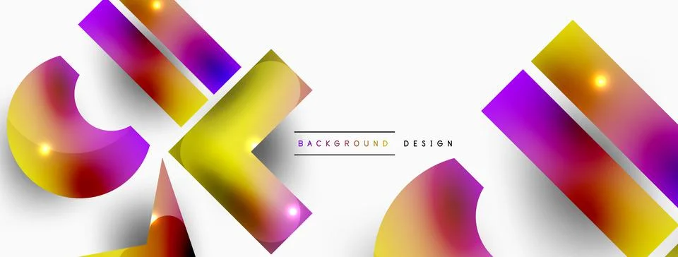 Dynamic composition, shiny geometric shapes abstract background. Trendy techno Stock Illustration