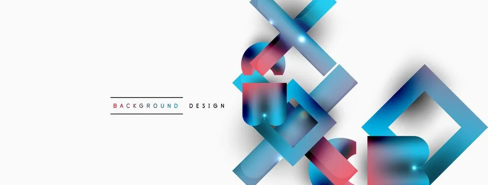 Dynamic composition, shiny geometric shapes abstract background. Trendy techno Stock Illustration
