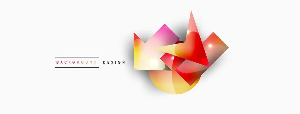 Dynamic composition, shiny geometric shapes abstract background. Trendy techno Stock Illustration