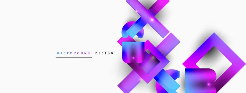 Dynamic composition, shiny geometric shapes abstract background. Trendy techno Stock Illustration