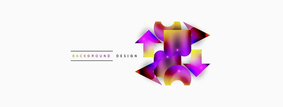 Dynamic composition, shiny geometric shapes abstract background. Trendy techno Stock Illustration