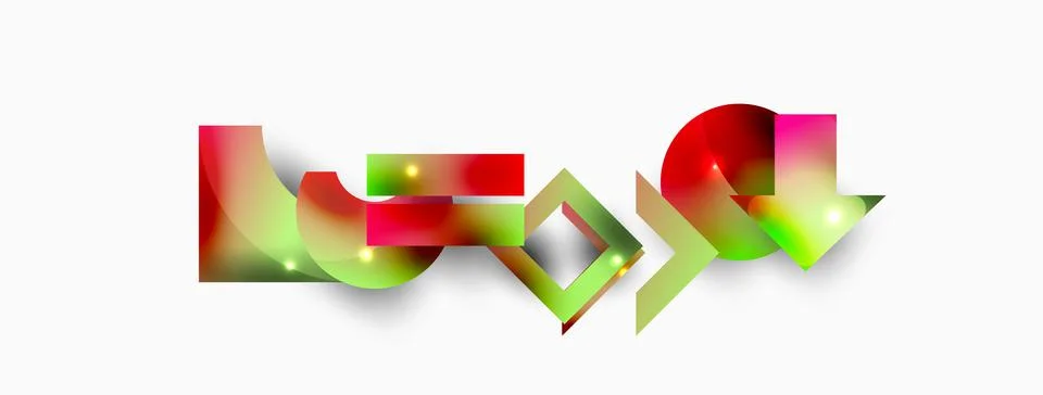 Dynamic composition, shiny geometric shapes abstract background. Trendy techno Stock Illustration