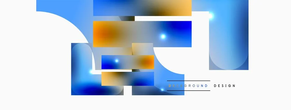 Dynamic composition, shiny geometric shapes abstract background. Trendy techno Stock Illustration