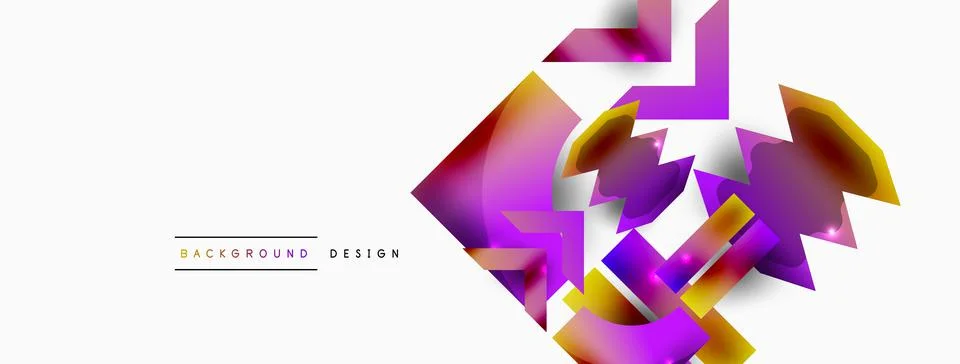 Dynamic composition, shiny geometric shapes abstract background. Trendy techno Stock Illustration