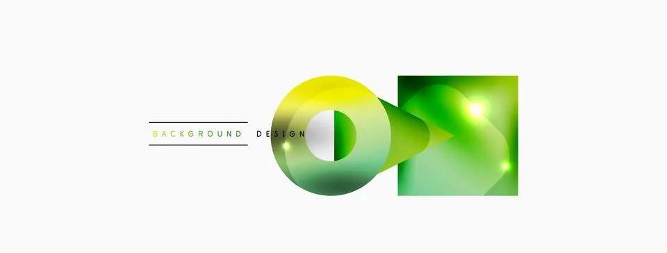 Dynamic composition, shiny geometric shapes abstract background. Trendy techno Stock Illustration