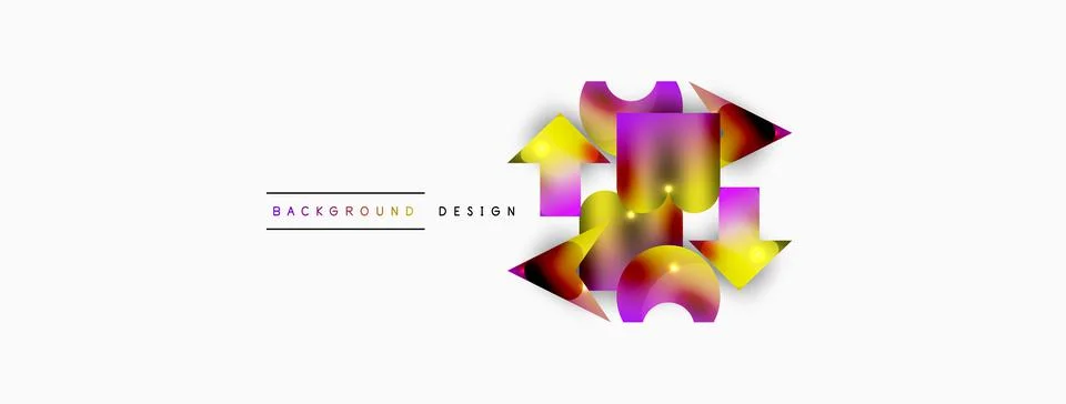 Dynamic composition, shiny geometric shapes abstract background. Trendy techno Stock Illustration