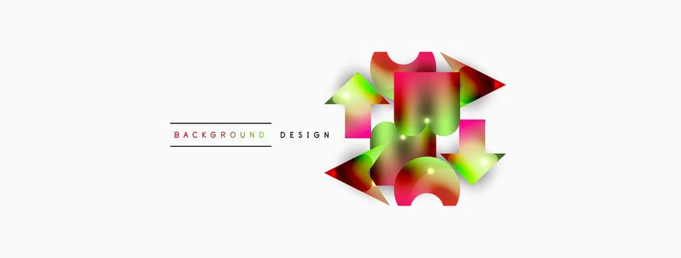 Dynamic composition, shiny geometric shapes abstract background. Trendy techno Stock Illustration