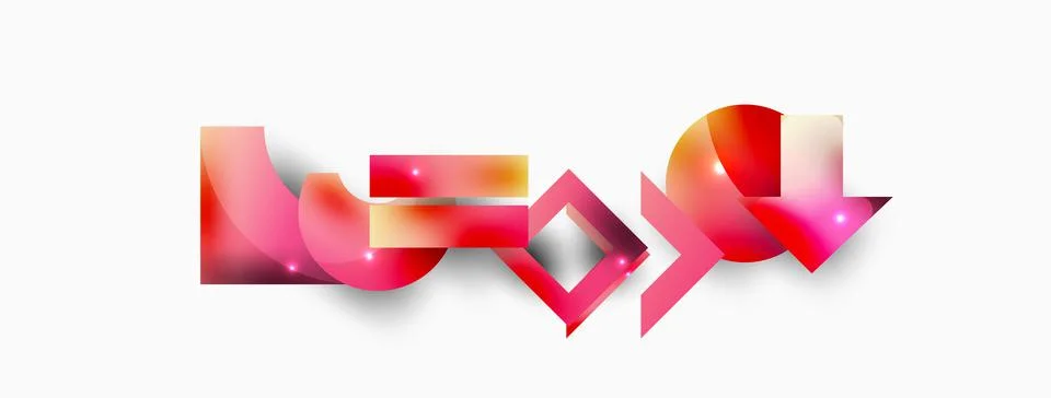 Dynamic composition, shiny geometric shapes abstract background. Trendy techno Stock Illustration