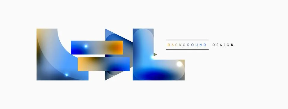 Dynamic composition, shiny geometric shapes abstract background. Trendy techno Stock Illustration