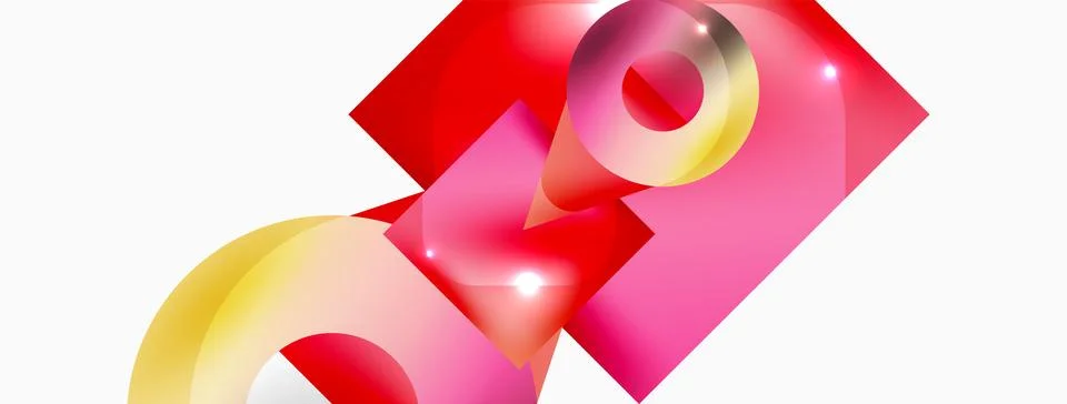 Dynamic composition, shiny geometric shapes abstract background. Trendy techno Stock Illustration