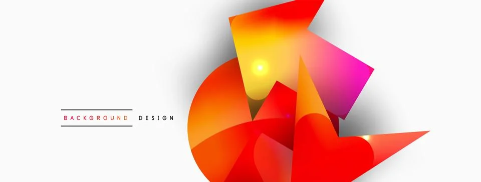 Dynamic composition, shiny geometric shapes abstract background. Trendy techno Stock Illustration
