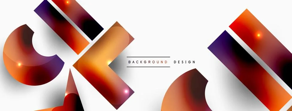 Dynamic composition, shiny geometric shapes abstract background. Trendy techno Stock Illustration