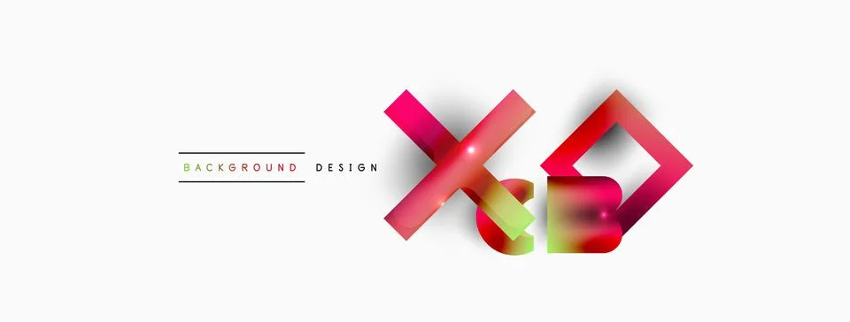 Dynamic composition, shiny geometric shapes abstract background. Trendy techno Stock Illustration