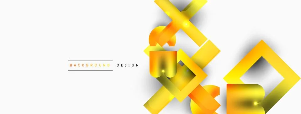 Dynamic composition, shiny geometric shapes abstract background. Trendy techno Stock Illustration