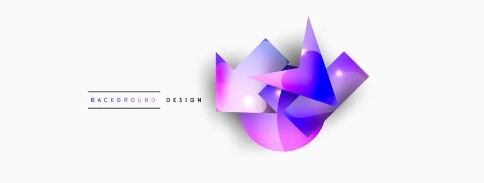 Dynamic composition, shiny geometric shapes abstract background. Trendy techno Stock Illustration