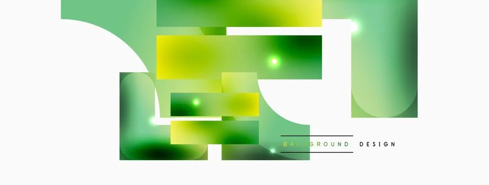 Dynamic composition, shiny geometric shapes abstract background. Trendy techno Stock Illustration