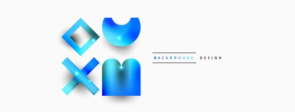 Dynamic composition, shiny geometric shapes abstract background. Trendy techno Stock Illustration
