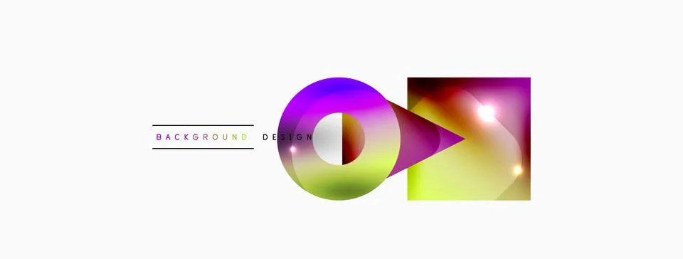 Dynamic composition, shiny geometric shapes abstract background. Trendy techno Stock Illustration