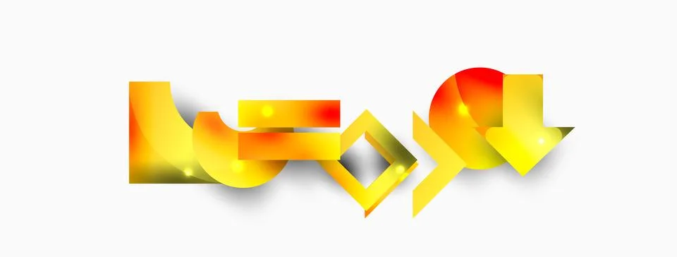 Dynamic composition, shiny geometric shapes abstract background. Trendy techno Stock Illustration