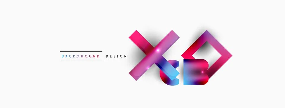 Dynamic composition, shiny geometric shapes abstract background. Trendy techno Stock Illustration