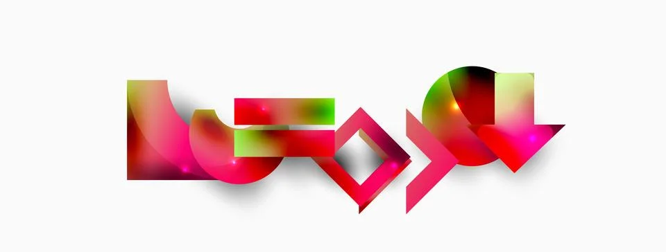 Dynamic composition, shiny geometric shapes abstract background. Trendy techno Stock Illustration
