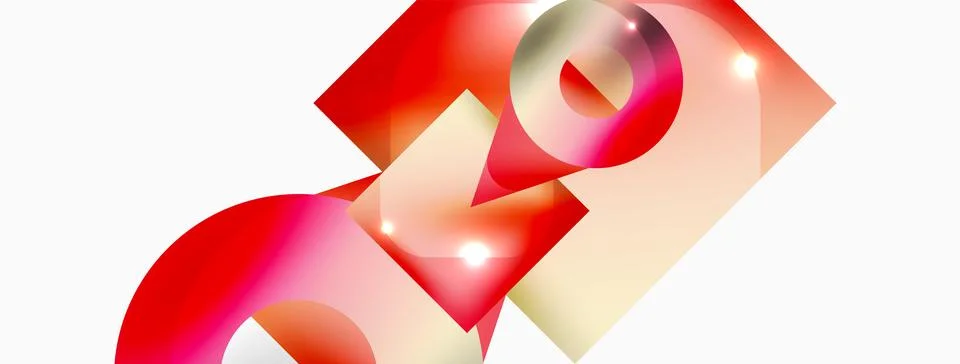 Dynamic composition, shiny geometric shapes abstract background. Trendy techno Stock Illustration