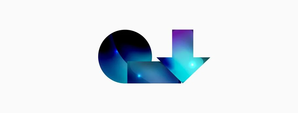Dynamic composition, shiny geometric shapes abstract background. Trendy techno Stock Illustration
