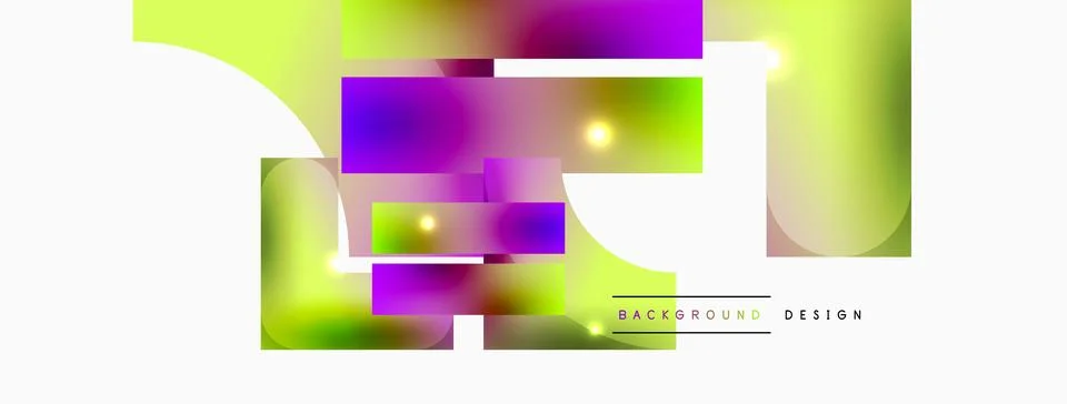 Dynamic composition, shiny geometric shapes abstract background. Trendy techno Stock Illustration