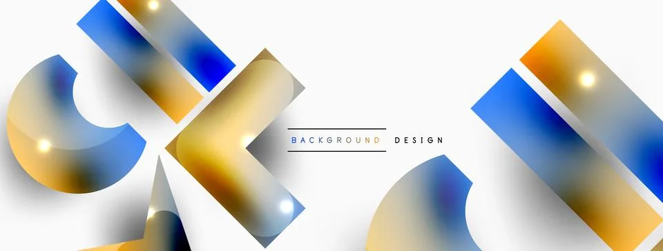 Dynamic composition, shiny geometric shapes abstract background. Trendy techno Stock Illustration