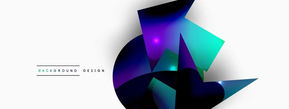 Dynamic composition, shiny geometric shapes abstract background. Trendy techno Stock Illustration