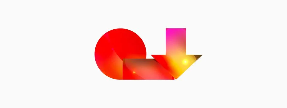 Dynamic composition, shiny geometric shapes abstract background. Trendy techno Stock Illustration