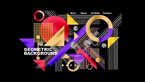 Dynamic composition. Vibrant shapes, lines create modern aesthetic. Bold colors Stock Illustration