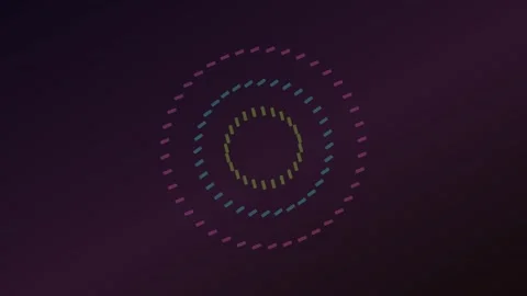 Dynamic Concentric Dashed Circles Animation with Vibrant Moving Elements on.. Stock Footage 340491117