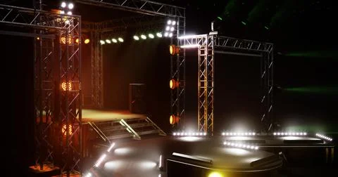Dynamic concert stage ready for an electrifying performance at night 스톡 일러스트