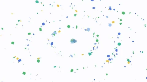 Dynamic confetti explosion with concentric shockwave rings in vibrant colors inc Stock Footage 340684060