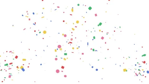 Dynamic confetti explosion featuring twin corner cannons with vibrant streams of Stock Footage 340683796