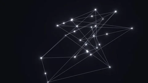 Dynamic connection of nodes in virtual space Stock Footage 338230613