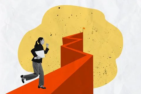 Dynamic Contemporary Art Collage Featuring Abstract Pathway and Determined 库存照片